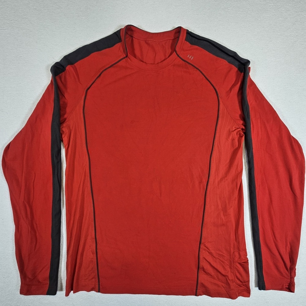 Lululemon Long Sleeve T Shirt Mens Red Base Layer Side Pocket Training Gym